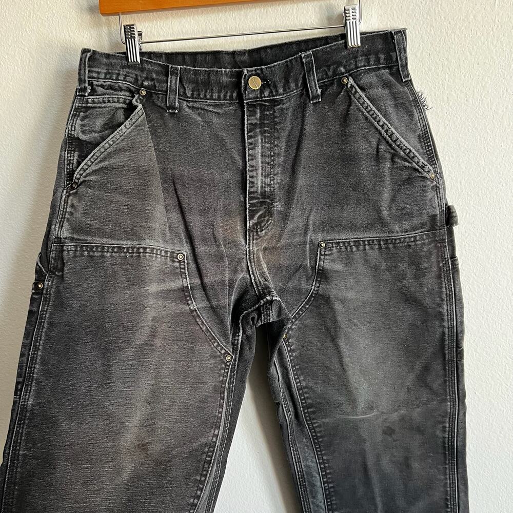 Carhartt faded black double knee work wear carpenter pants - Picture 3 of 12